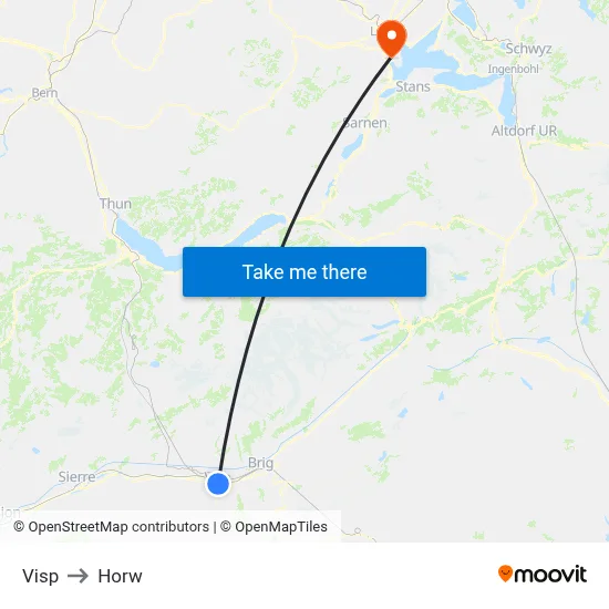 Visp to Horw map