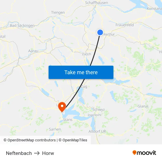 Neftenbach to Horw map
