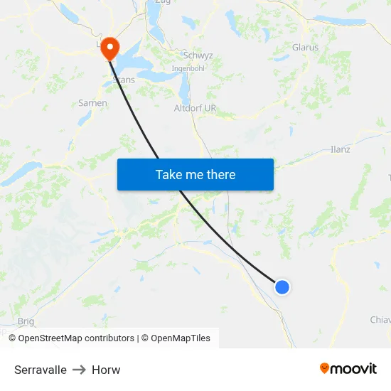 Serravalle to Horw map