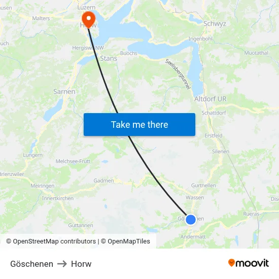 Göschenen to Horw map