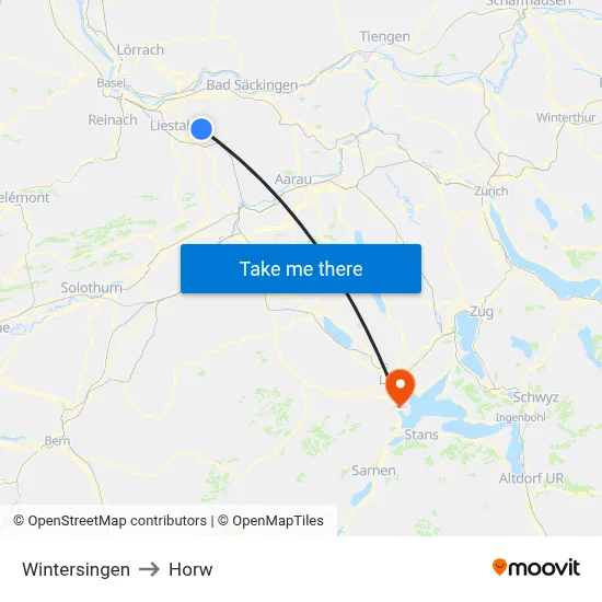 Wintersingen to Horw map