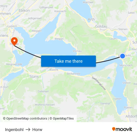 Ingenbohl to Horw map