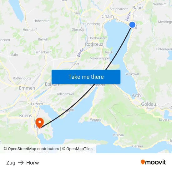 Zug to Horw map