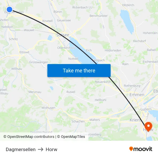 Dagmersellen to Horw map