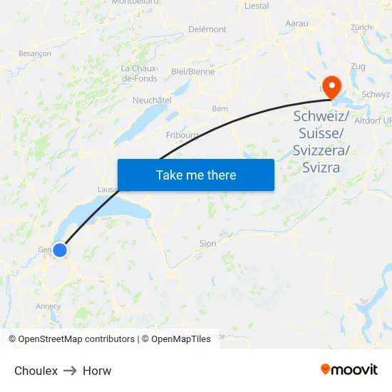 Choulex to Horw map