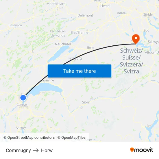 Commugny to Horw map