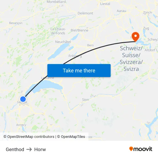 Genthod to Horw map