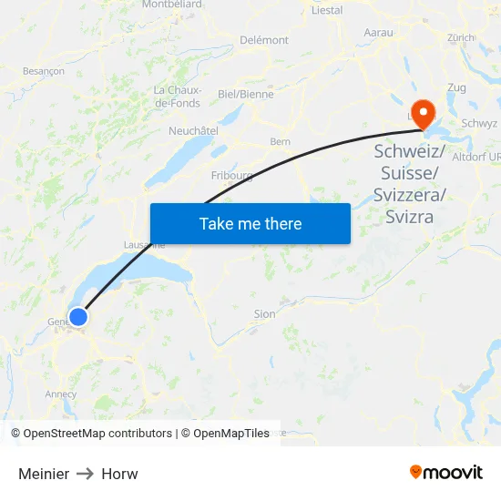 Meinier to Horw map