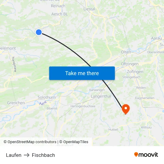 Laufen to Fischbach map