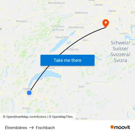 Étrembières to Fischbach map