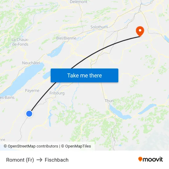 Romont (Fr) to Fischbach map