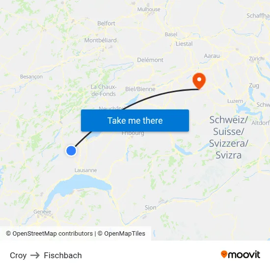 Croy to Fischbach map