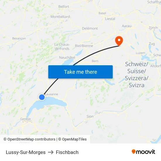 Lussy-Sur-Morges to Fischbach map