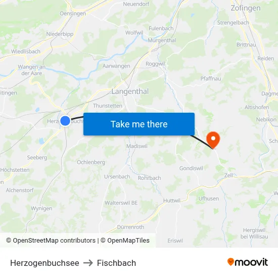 Herzogenbuchsee to Fischbach map