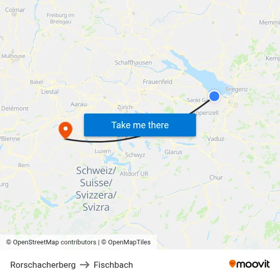 Rorschacherberg to Fischbach map