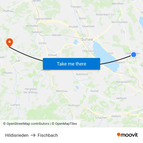 Hildisrieden to Fischbach map