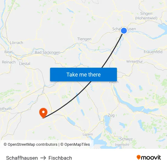 Schaffhausen to Fischbach map