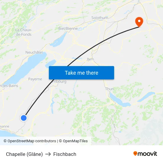 Chapelle (Glâne) to Fischbach map