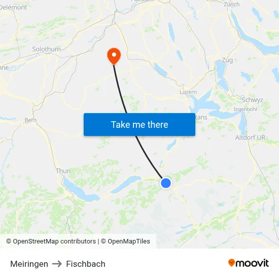 Meiringen to Fischbach map