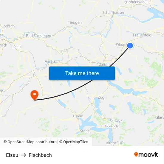 Elsau to Fischbach map