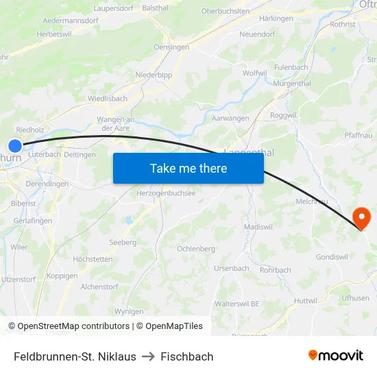 Feldbrunnen-St. Niklaus to Fischbach map