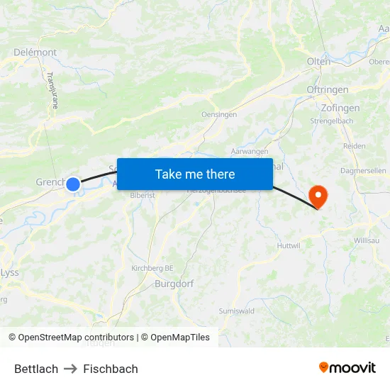 Bettlach to Fischbach map