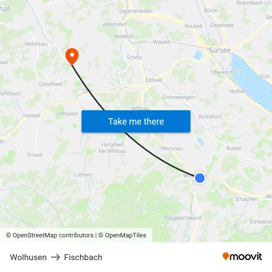 Wolhusen to Fischbach map