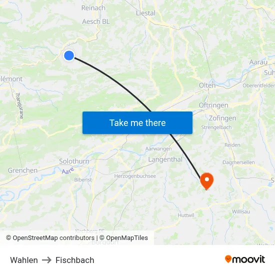 Wahlen to Fischbach map