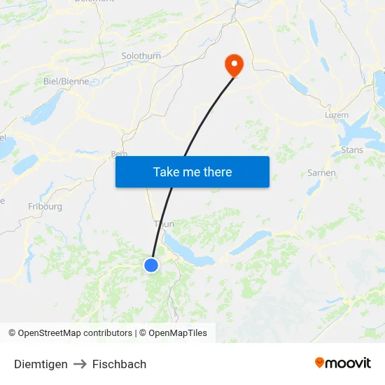Diemtigen to Fischbach map