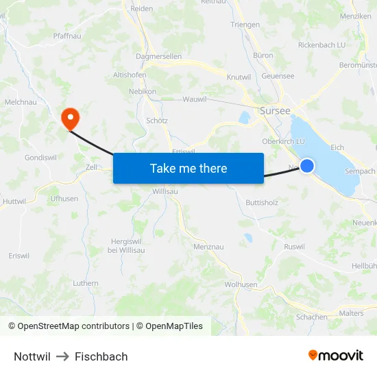 Nottwil to Fischbach map