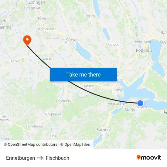 Ennetbürgen to Fischbach map