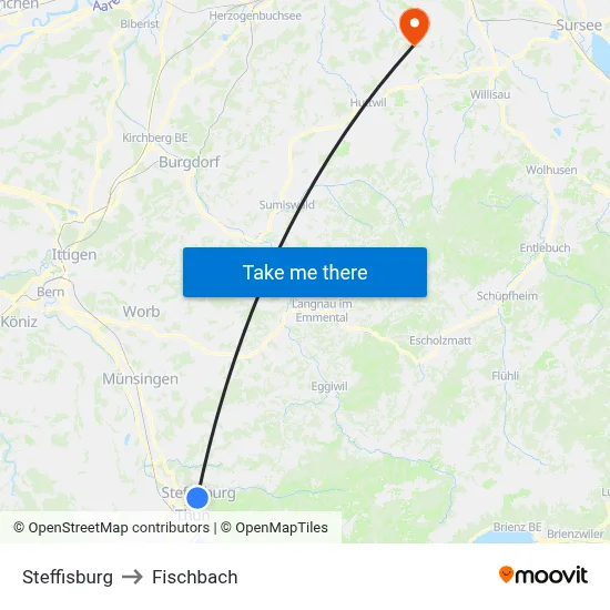 Steffisburg to Fischbach map