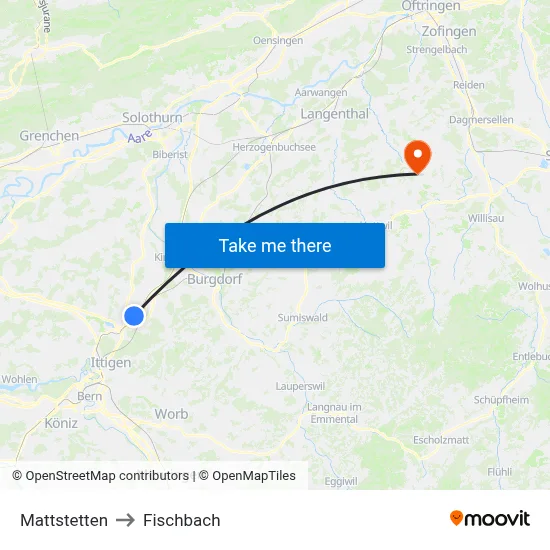 Mattstetten to Fischbach map