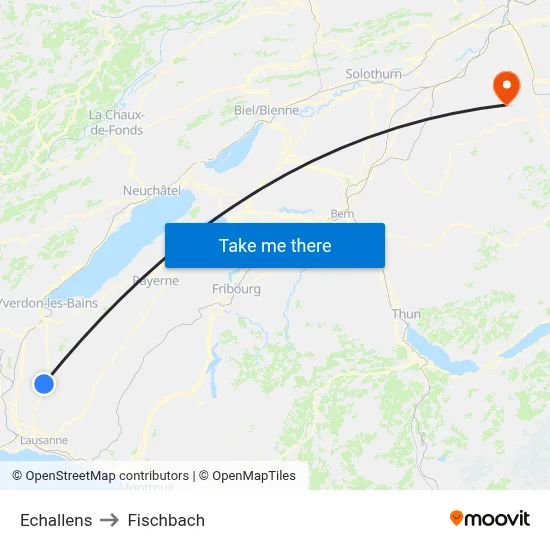 Echallens to Fischbach map