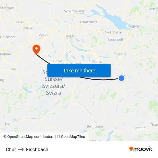 Chur to Fischbach map