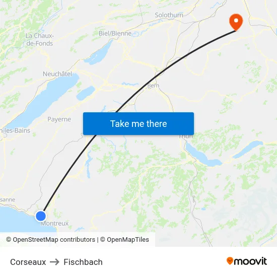 Corseaux to Fischbach map