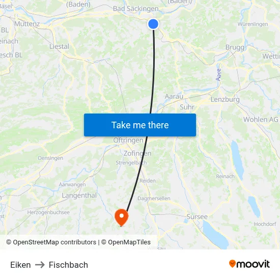 Eiken to Fischbach map