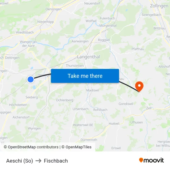 Aeschi (So) to Fischbach map