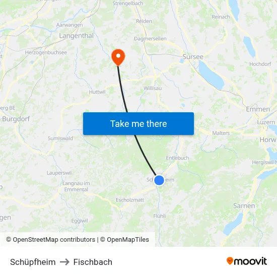 Schüpfheim to Fischbach map
