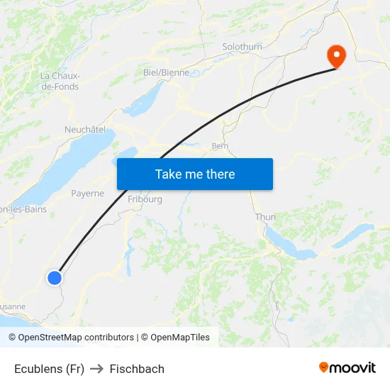 Ecublens (Fr) to Fischbach map