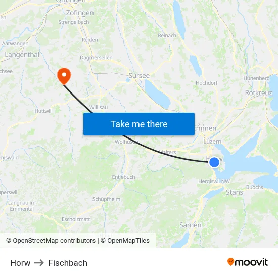 Horw to Fischbach map