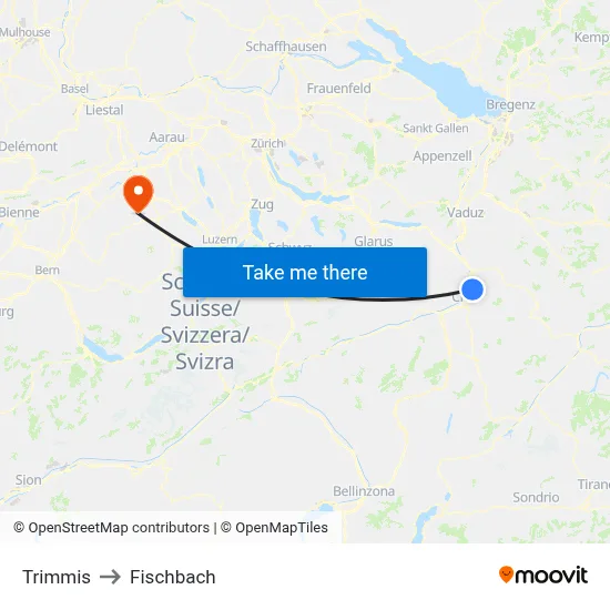 Trimmis to Fischbach map