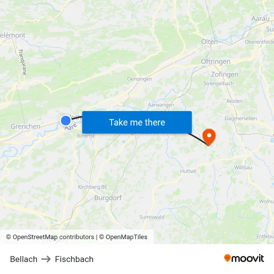 Bellach to Fischbach map