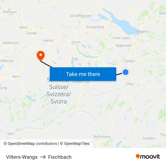 Vilters-Wangs to Fischbach map