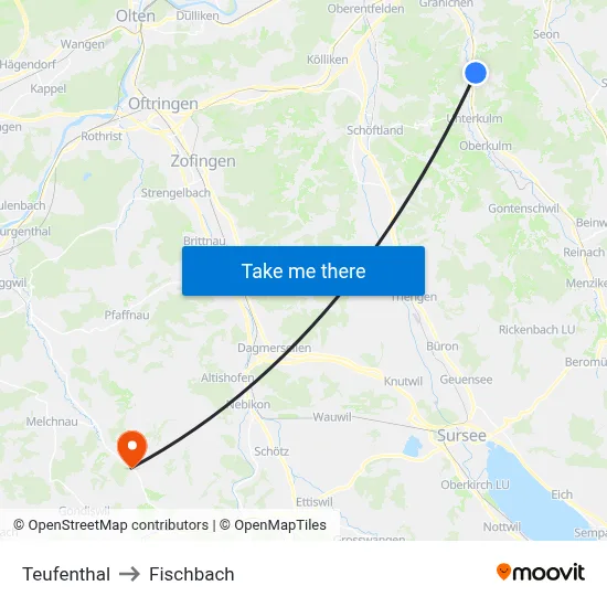 Teufenthal to Fischbach map
