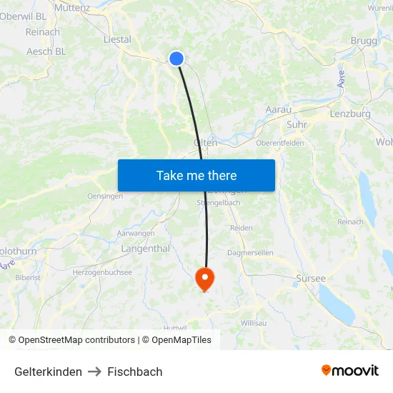 Gelterkinden to Fischbach map