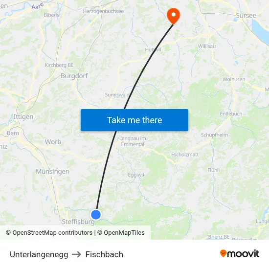 Unterlangenegg to Fischbach map