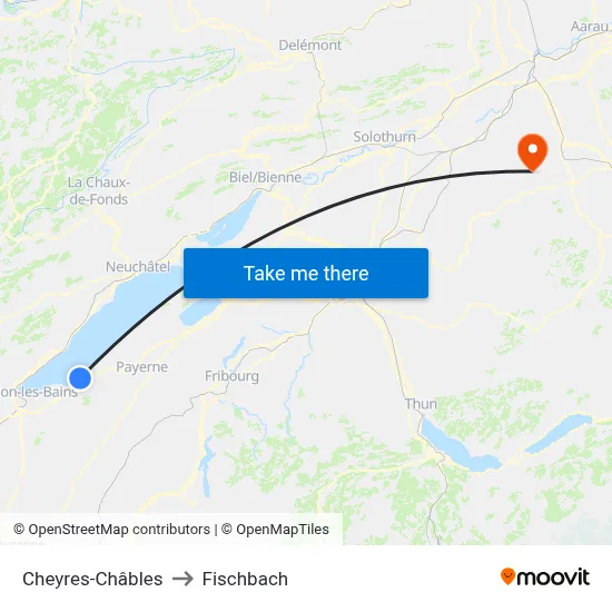 Cheyres-Châbles to Fischbach map