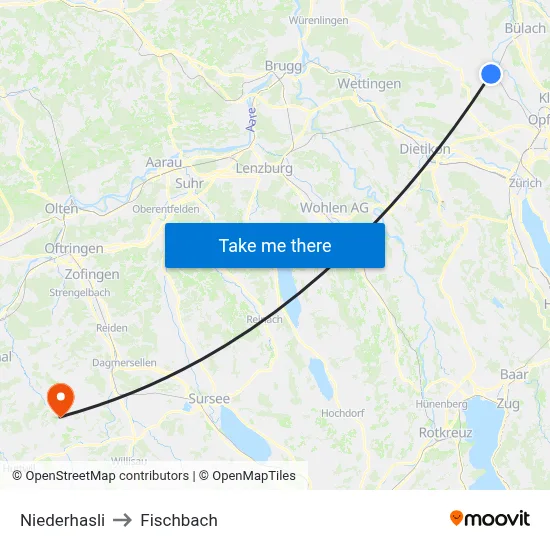 Niederhasli to Fischbach map