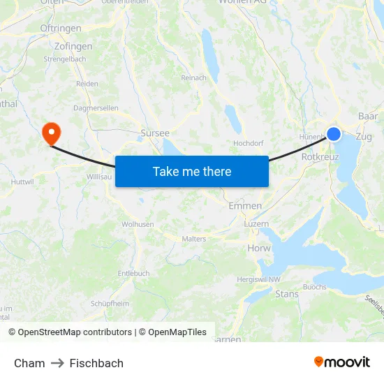 Cham to Fischbach map